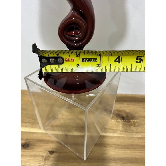 Hobbyist (?) Hand Blown Fluted Vase Maroon Red Maker Unknown - Picture 9 of 11